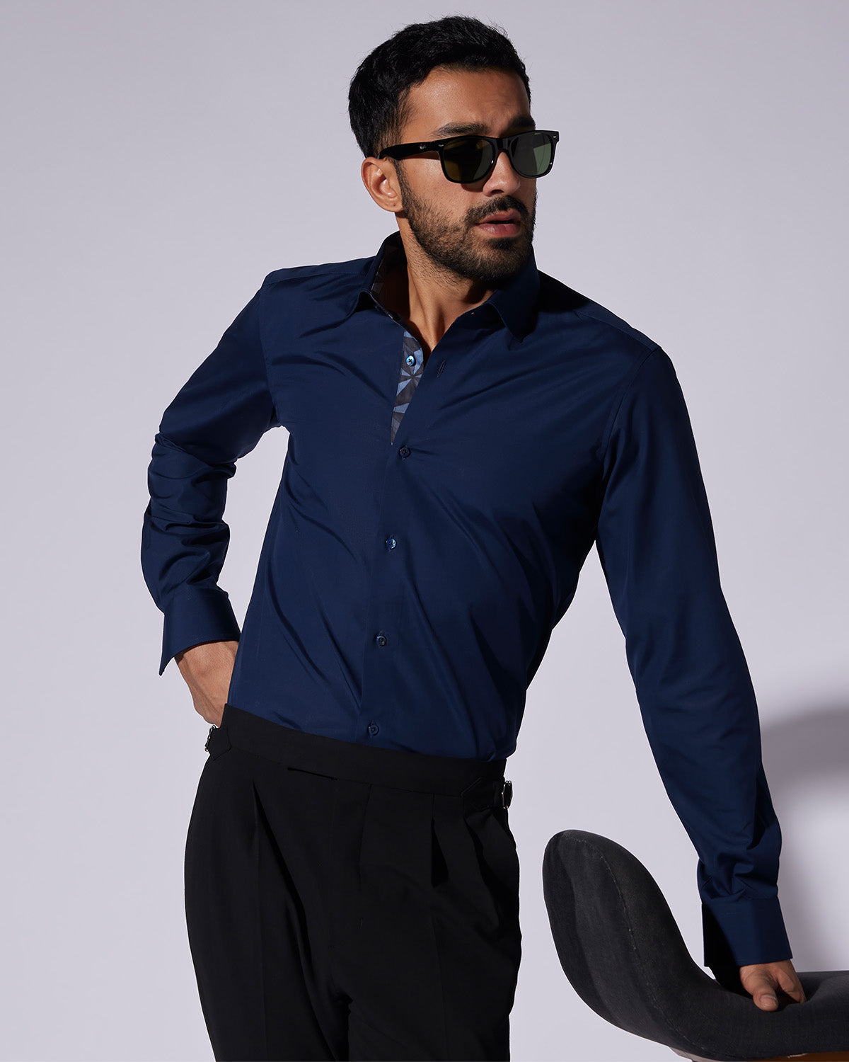 Cotton Poplin Shirt - Dark Blue