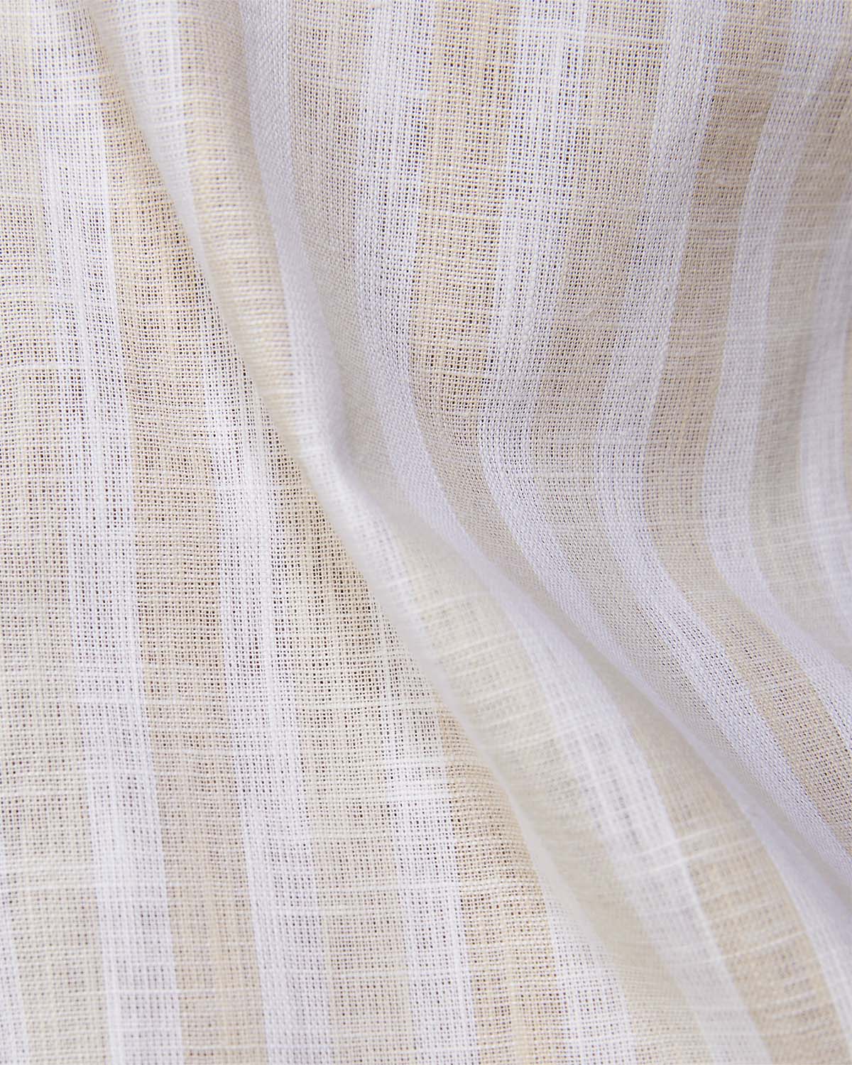 Slubby Cotton Striped Shirt - Beige