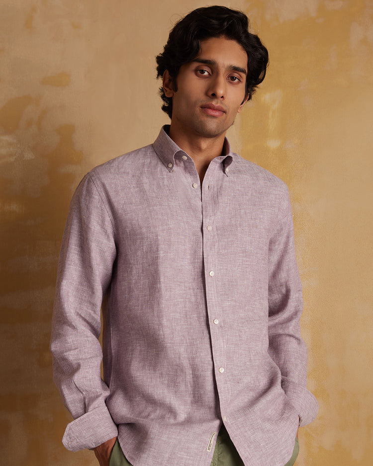 Soft Washed Linen Shirt - Deep Purple