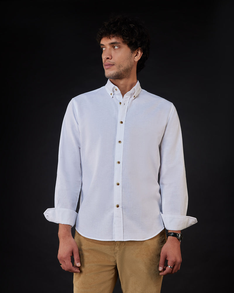 Cotton Linen Shirt - White