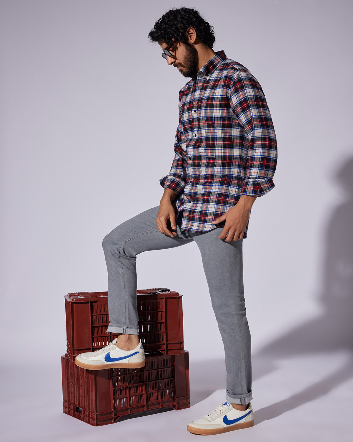 Japanese Flannel Checked Shirt - Blue & Red