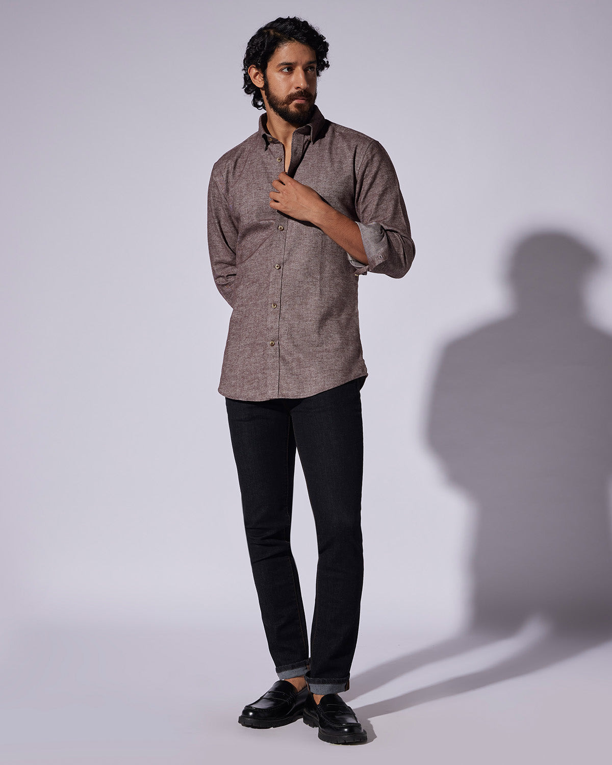 Japanese Brushed Twill Shirt - Brown