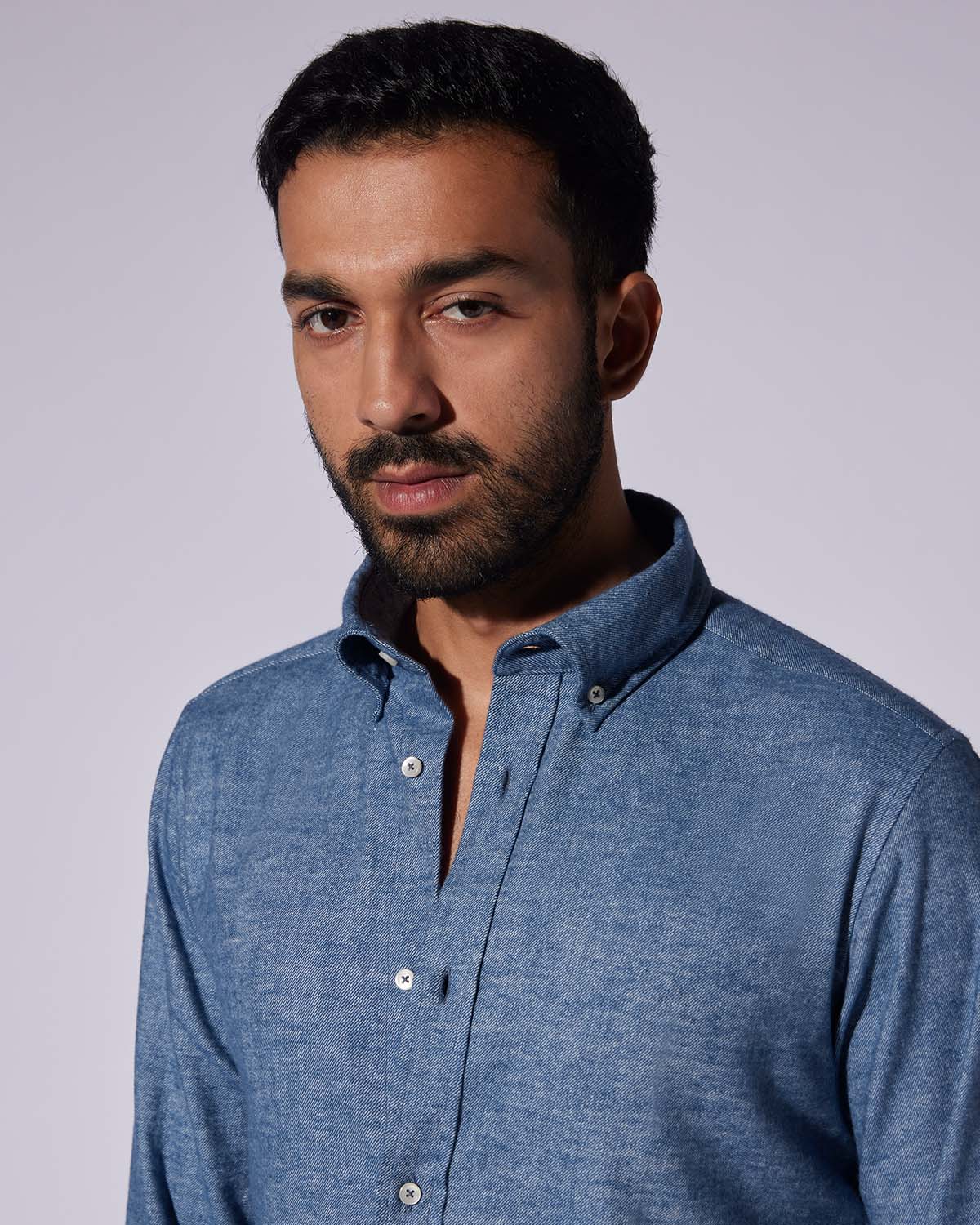 Japanese Brushed Twill Shirt - Blue