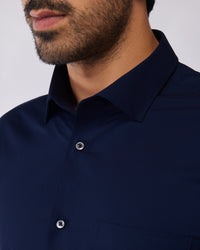 Wrinkle-Free Bamboo-Blend Shirt - Navy