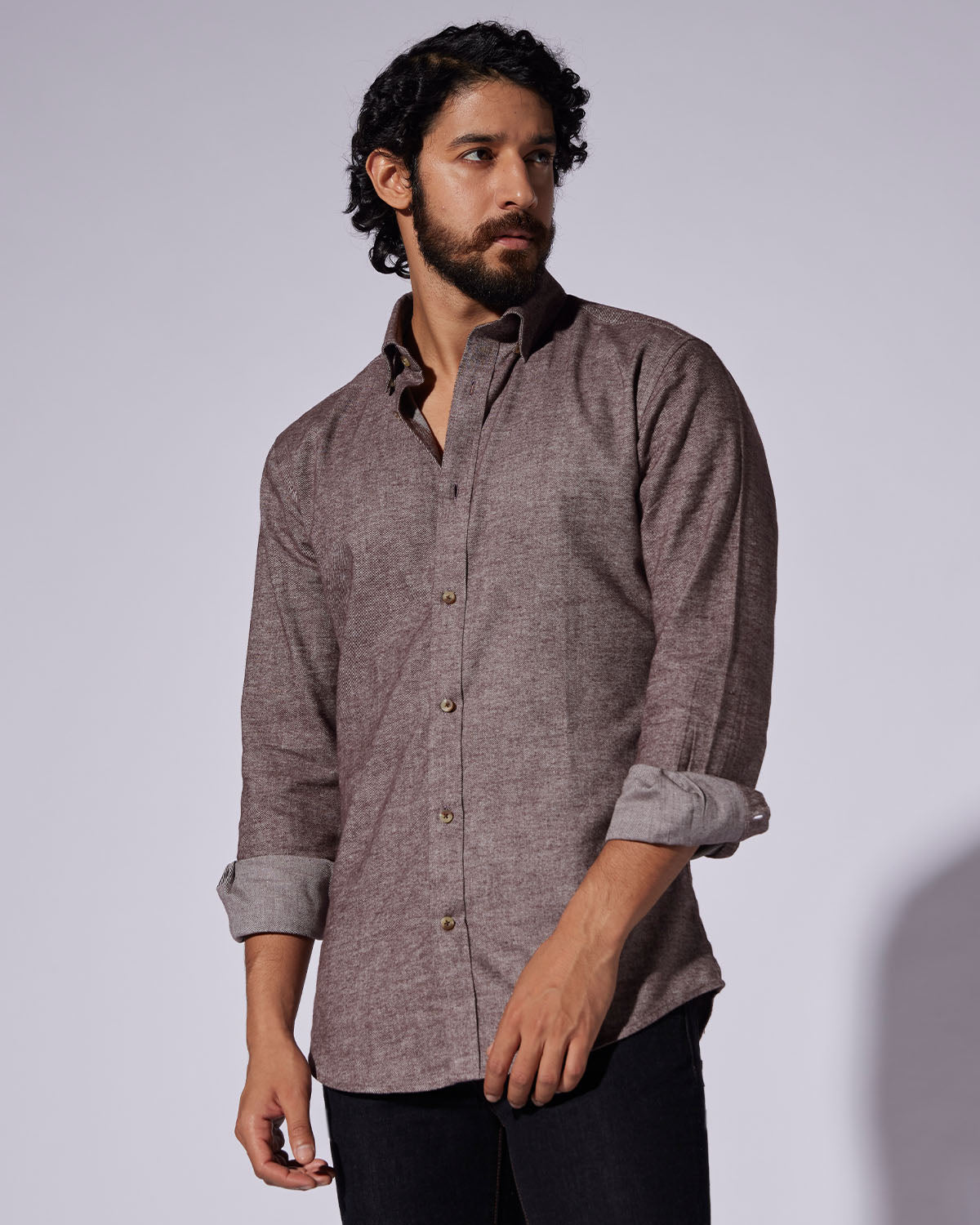 Japanese Brushed Twill Shirt - Brown