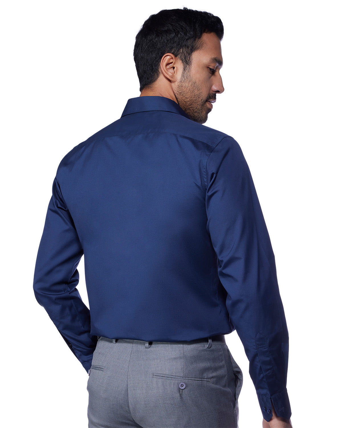 Cotton Poplin Shirt - Navy Blue