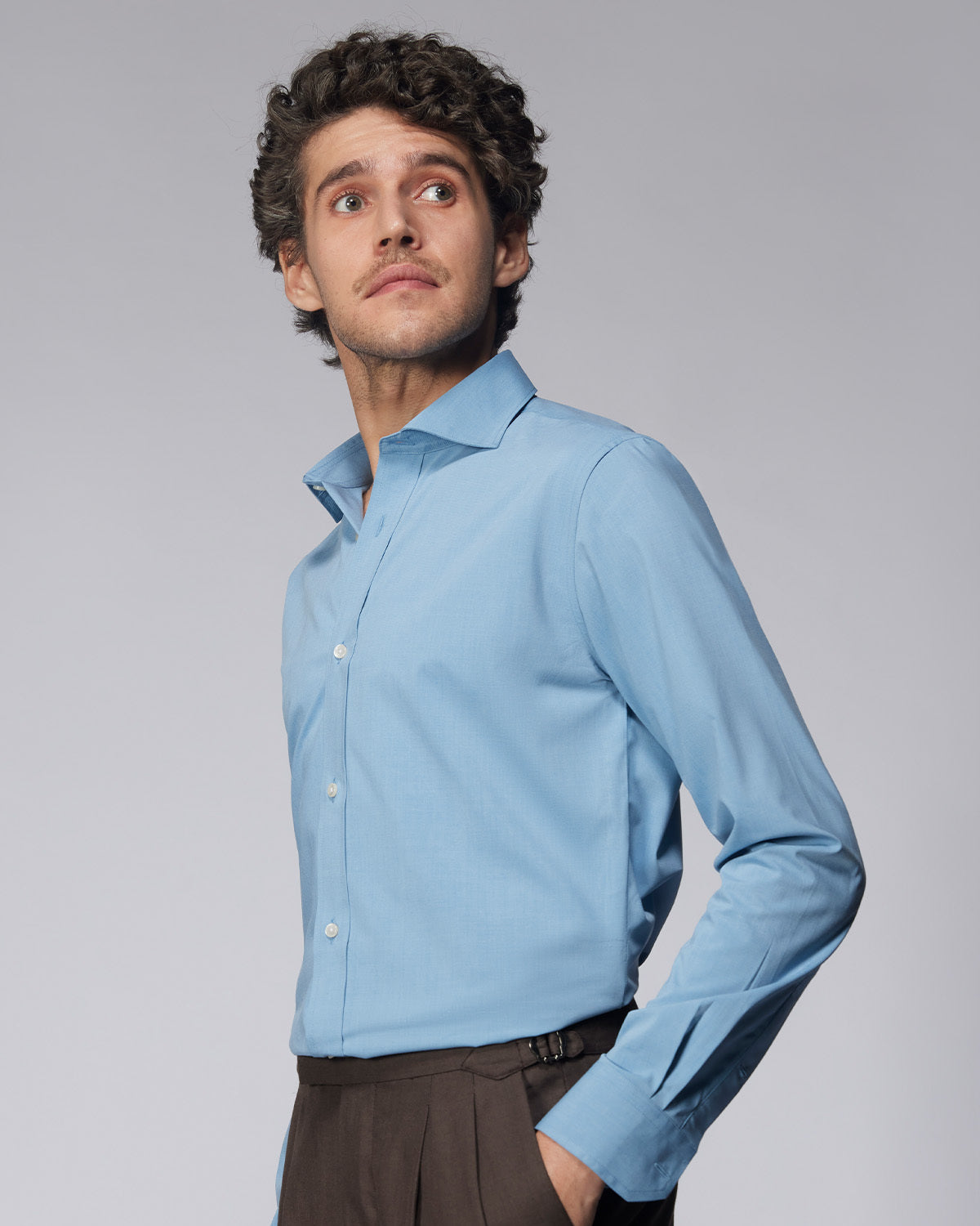 Wrinkle-Free Bamboo-Blend Dobby Shirt - Blue