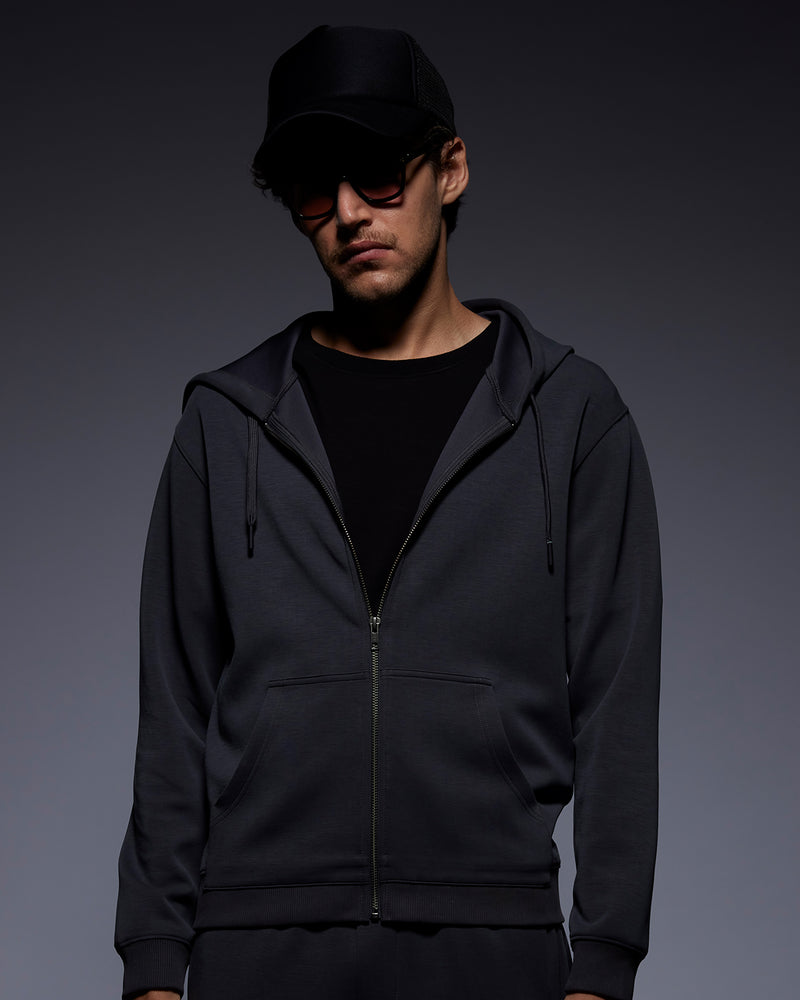 Luxe Zipper Hoodie - Dark Grey