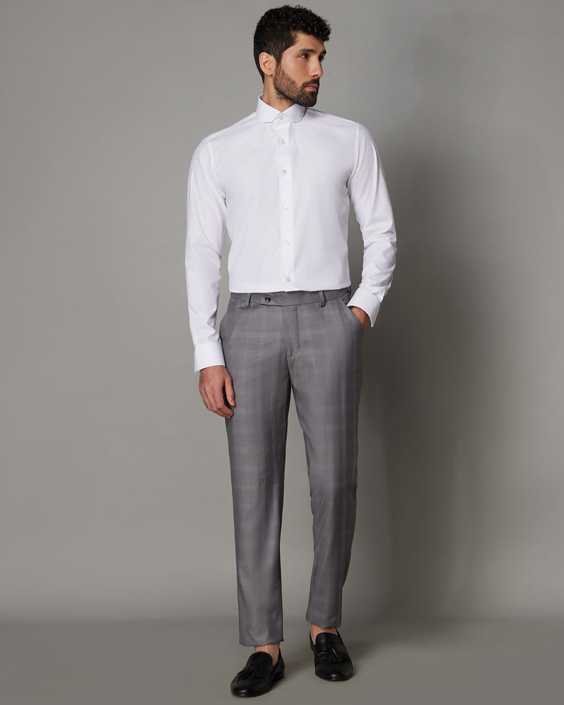 Opus Checkered Dress Pants - Grey