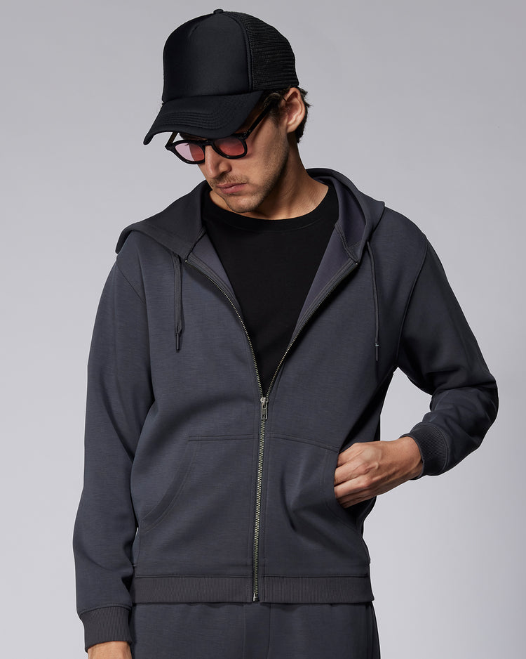 Luxe Zipper Hoodie - Dark Grey