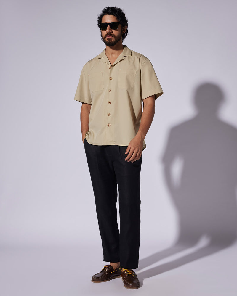 Khakhi Half-Sleeve Poplin Shirt