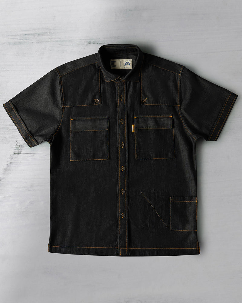 The Double Flapper Half Sleeve Shirt - Black