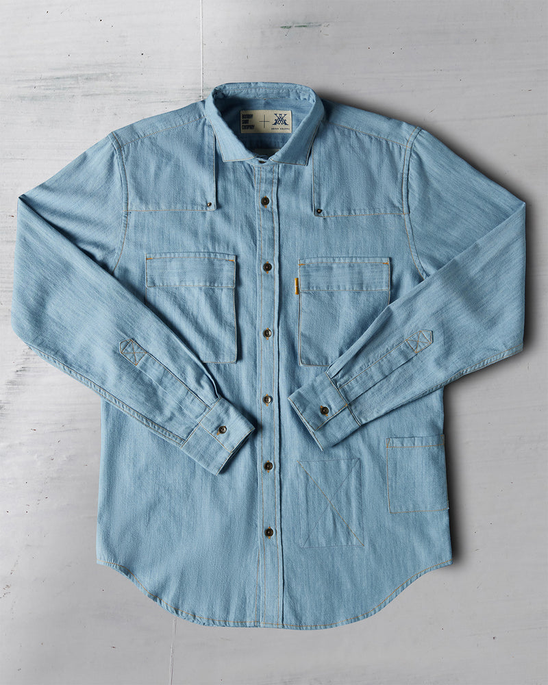 The Double Flapper Full Sleeve Shirt - Light Blue