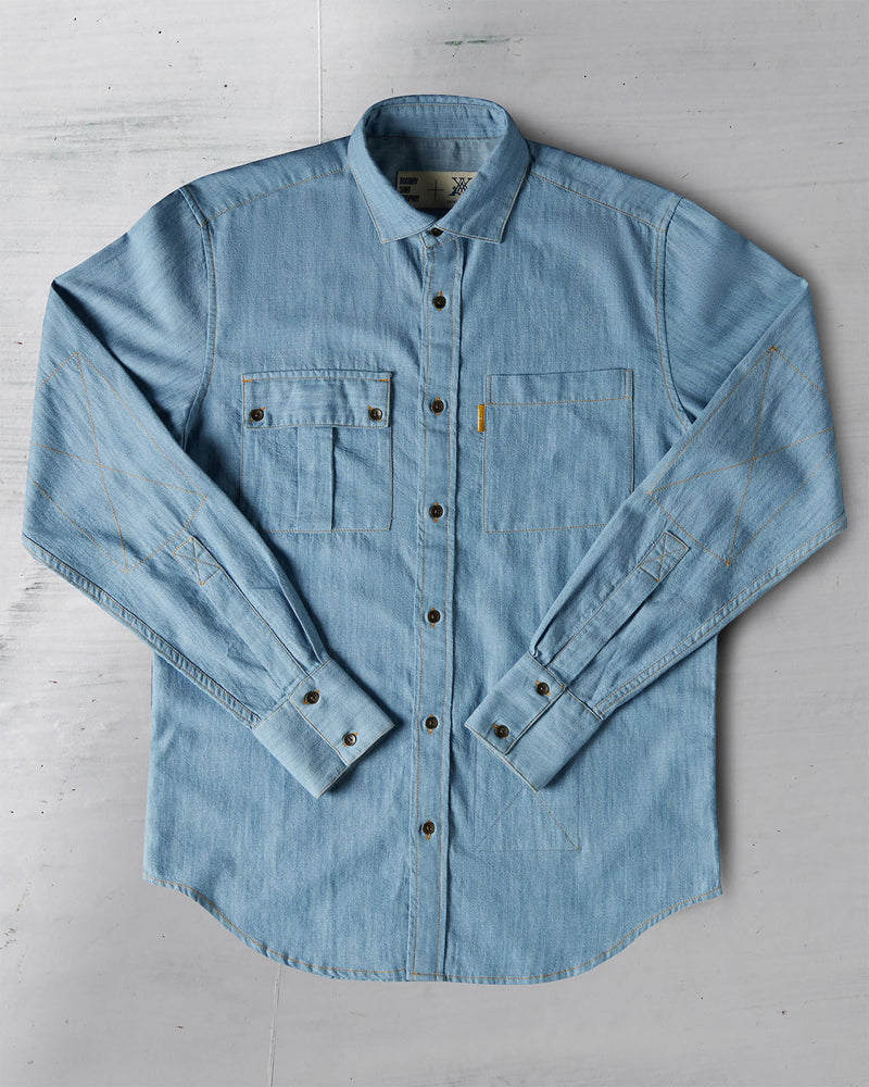 The Braided Cotton Tape Shirt - Light Blue
