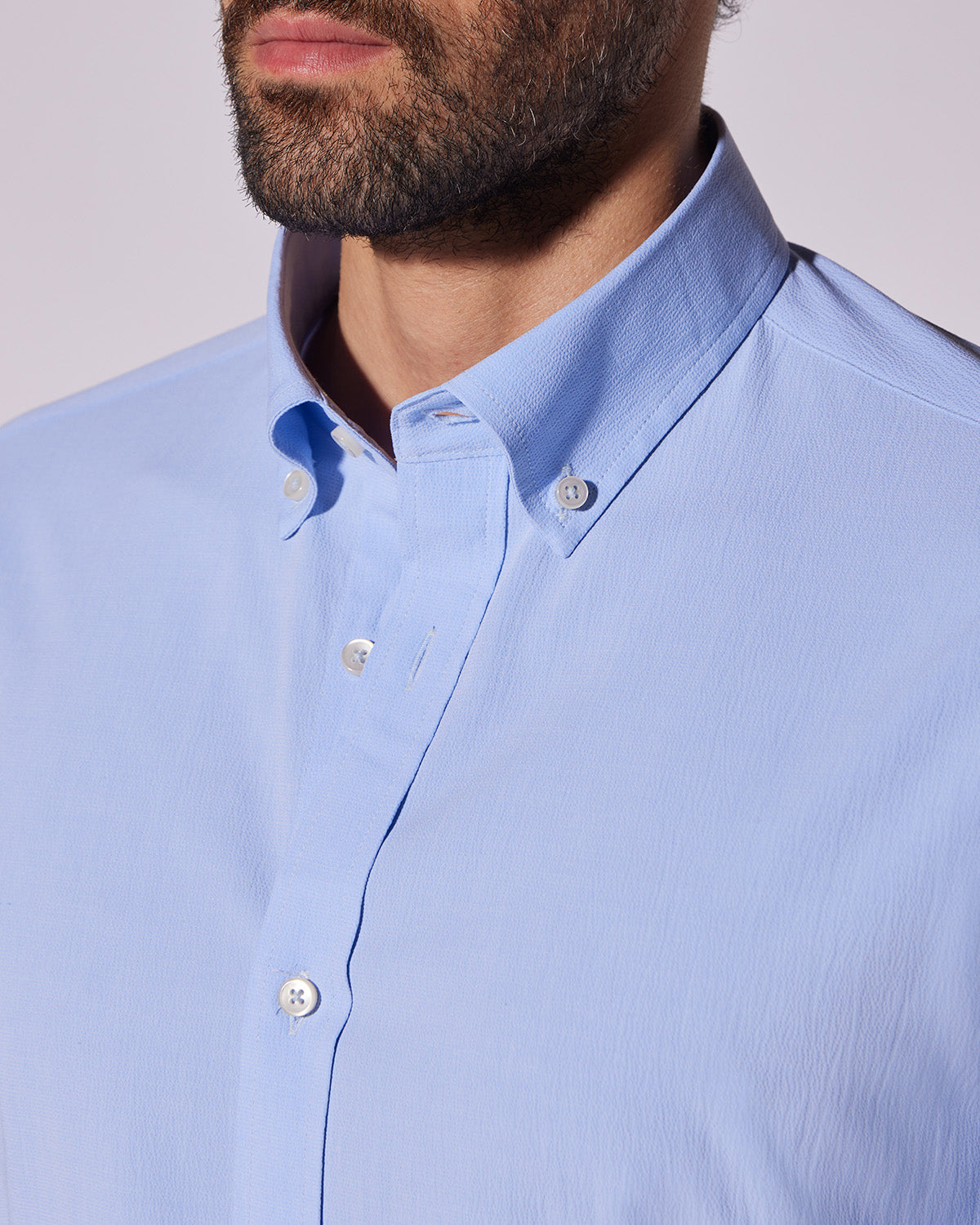 Wrinkle-Free Bamboo-Blend Dobby Shirt - Light Blue