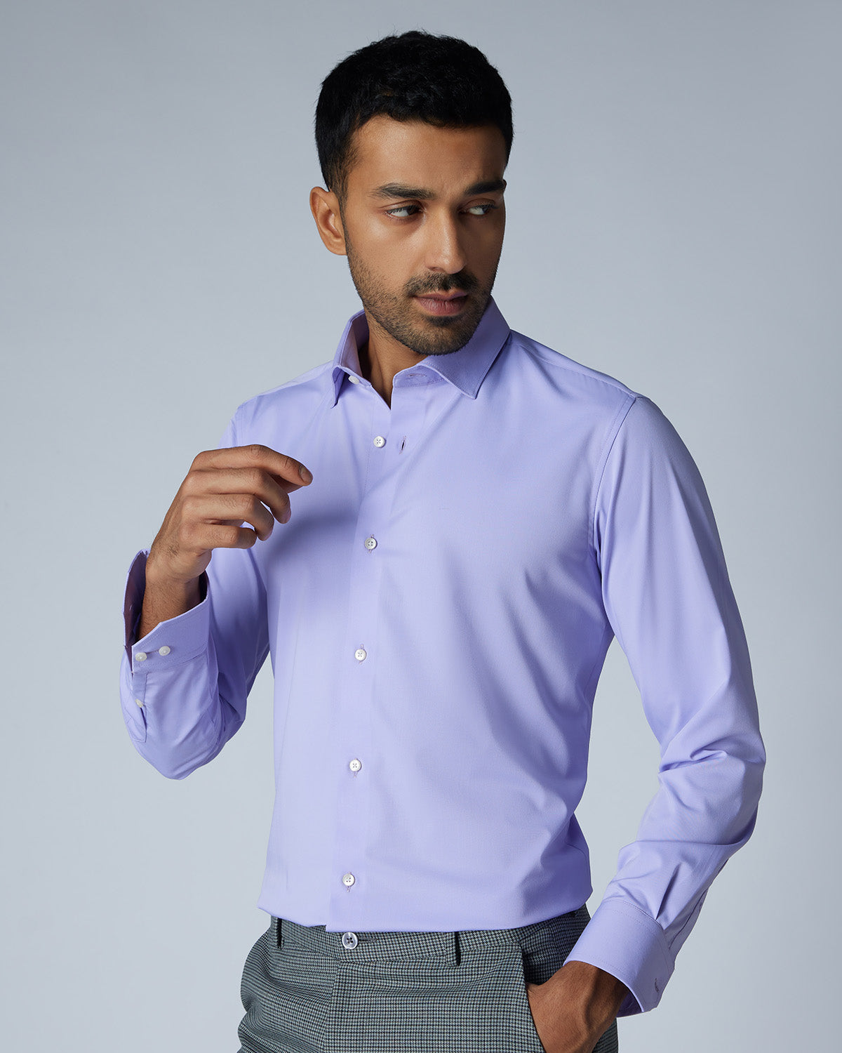 Wrinkle-Free Bamboo-Blend Shirt - Lavender