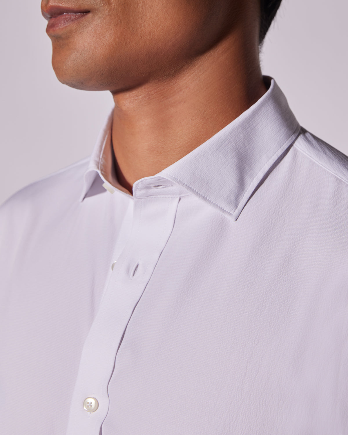 Wrinkle-Free Bamboo-Blend Dobby Shirt - White