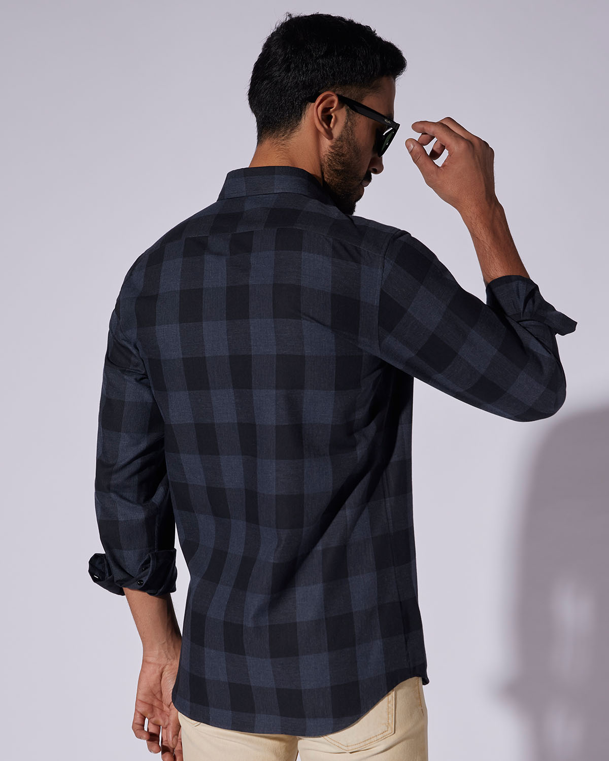 Japanese Twill Checked Shirt - Grey & Black