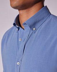 Wrinkle-Free Bamboo-Blend Dobby Shirt - Mid Blue