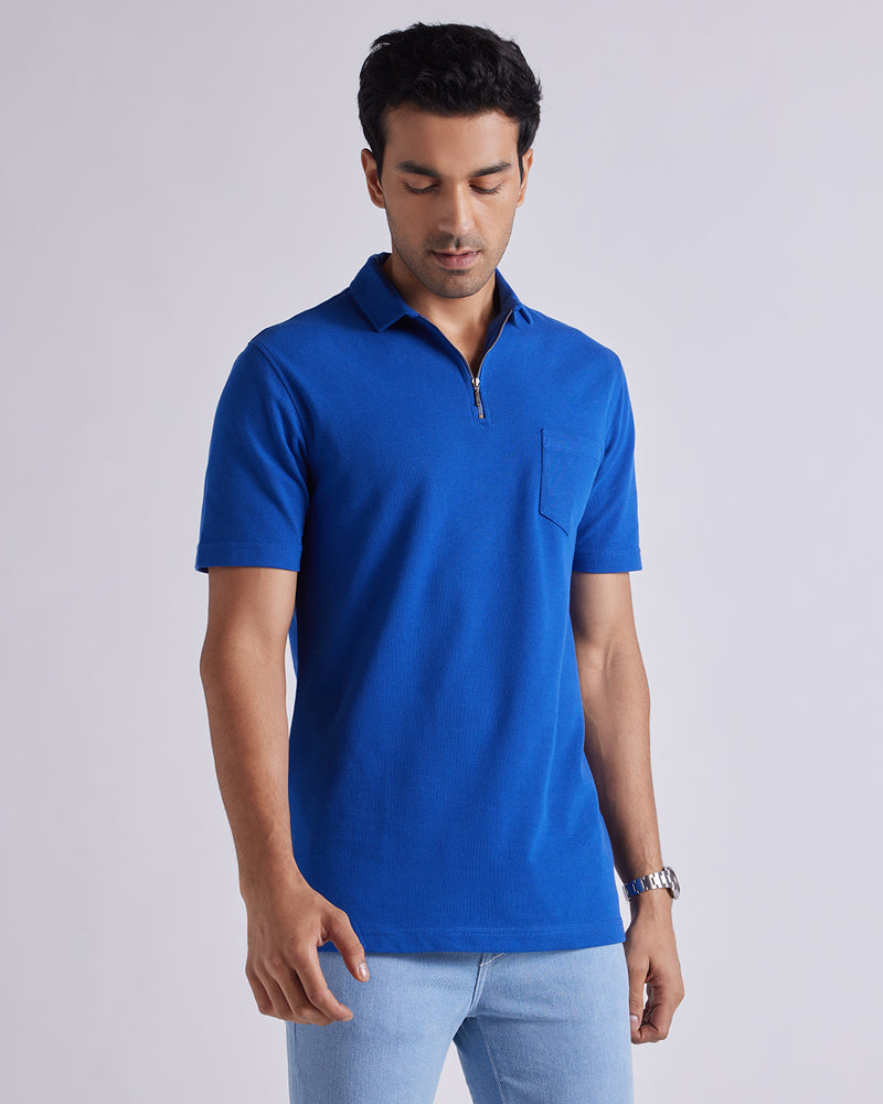 Signature Zipper Polo T-Shirt - Royal Blue – Bombay Shirt Company