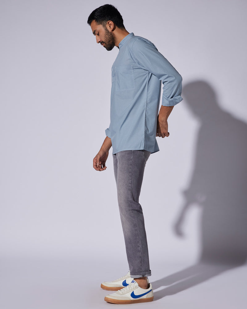 Light Blue Poplin Popover Shirt