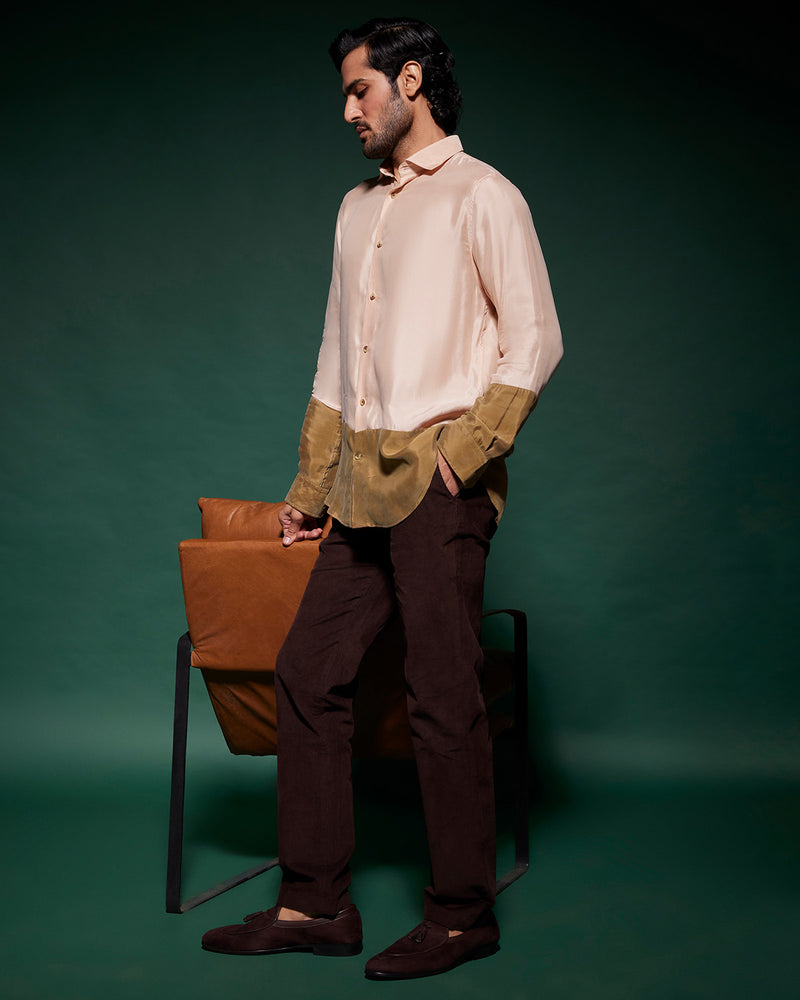 Beige & Brown Cupro Shirt