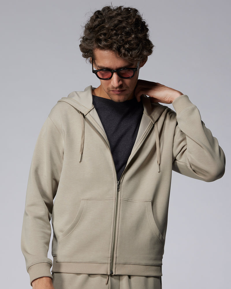 Luxe Zipper Hoodie - Light Olive