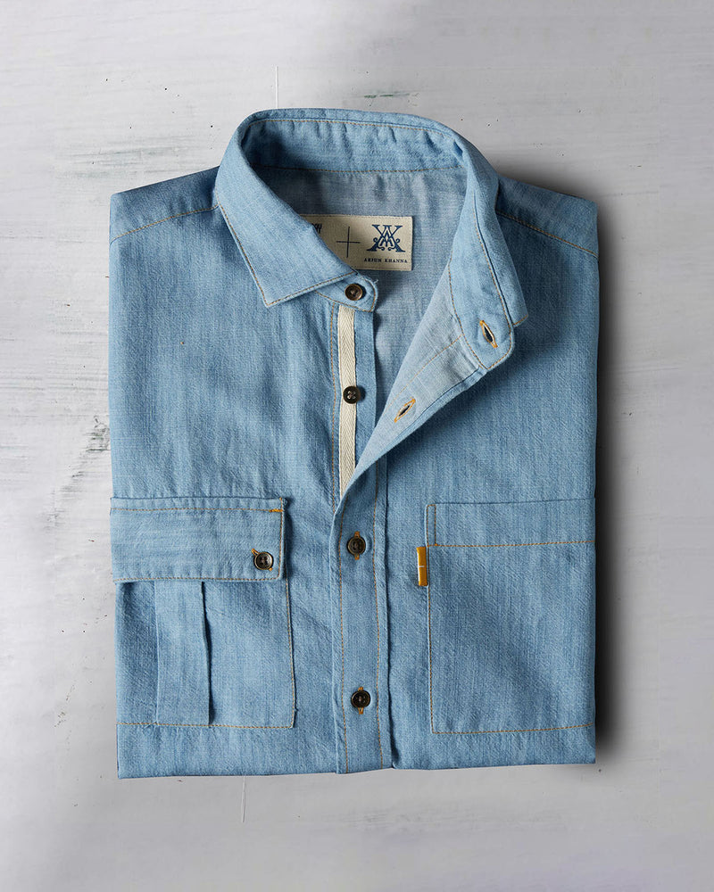 The Braided Cotton Tape Shirt - Light Blue