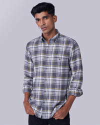 Yellow & Grey Brushed Twill Checked Shirt