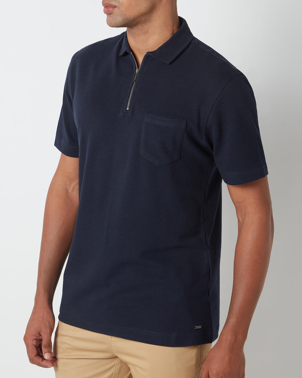 Signature Zipper Polo T-Shirt - Navy – Bombay Shirt Company