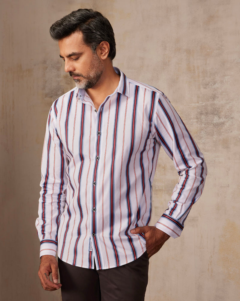 Somelos Striped Shirt - Navy & White