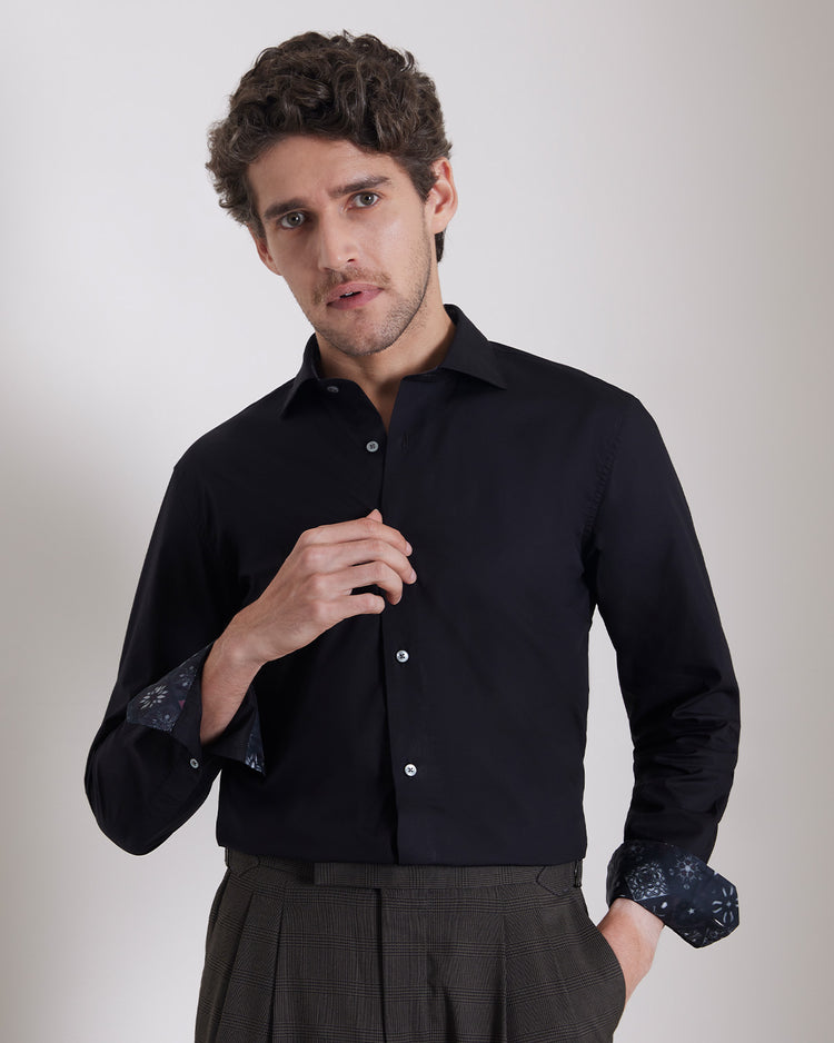 Cotton Poplin Shirt - Black