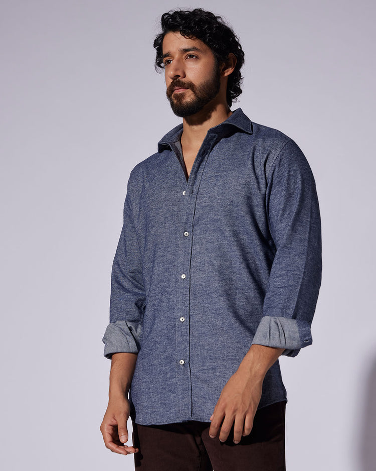 Japanese Brushed Twill Shirt - Navy