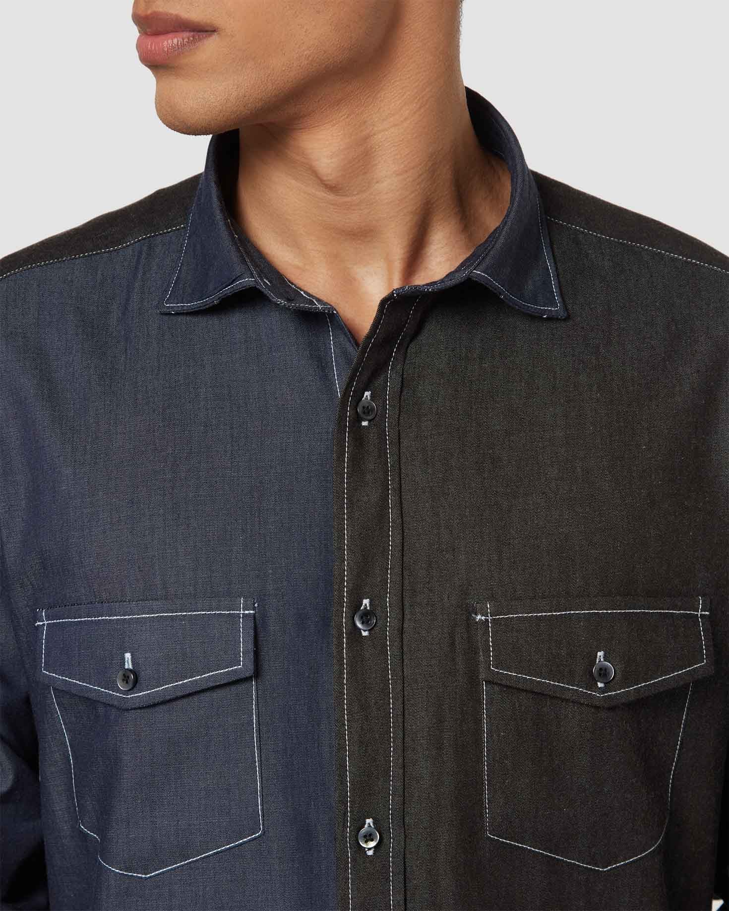 Denim Shirt - Black & Dark Blue