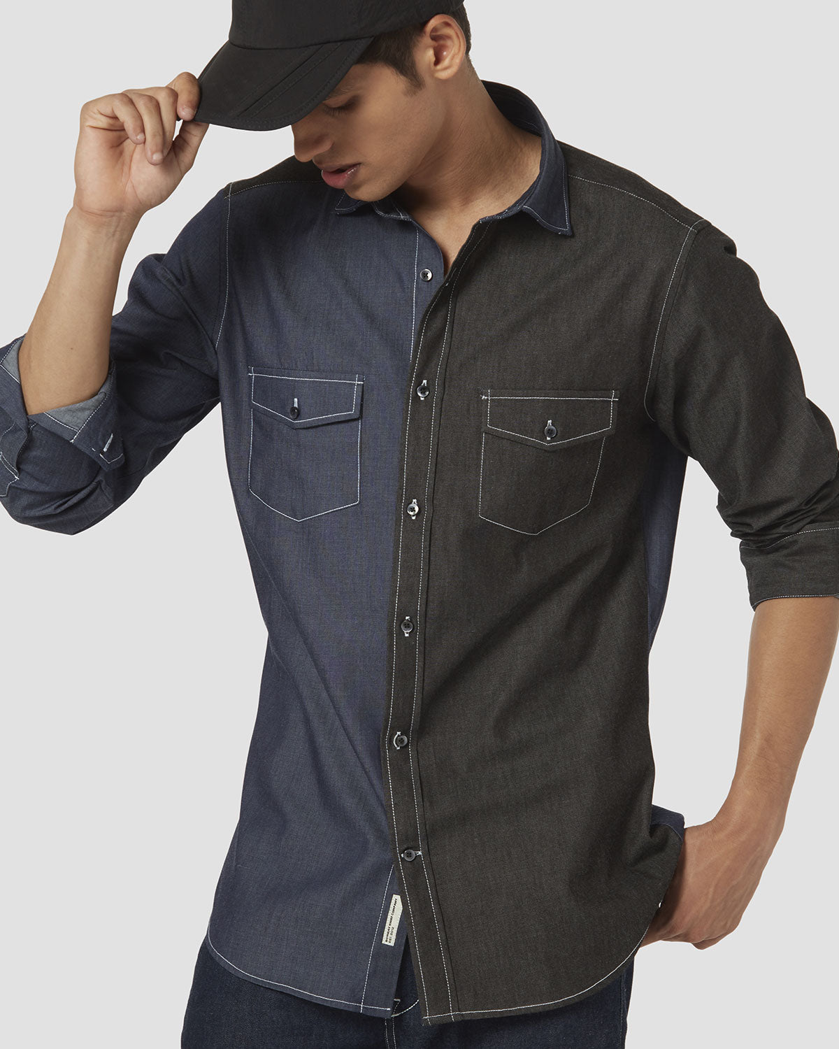 Denim Shirt - Black & Dark Blue