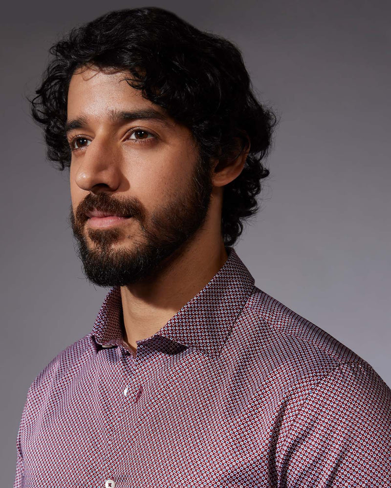 Maroon Polka Dot Printed Shirt