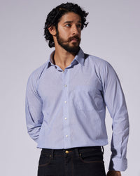 Dark Blue Pinstriped Shirt