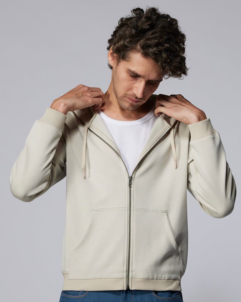 Luxe Zipper Hoodie - Light Grey