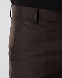 Prime Blended Wool Houndstooth Dress Pants - Brown