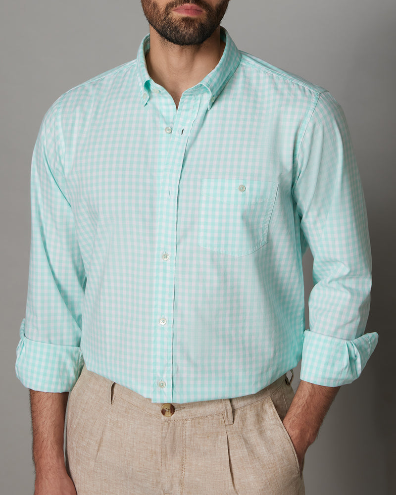 Mint Green Oxford Checked Shirt