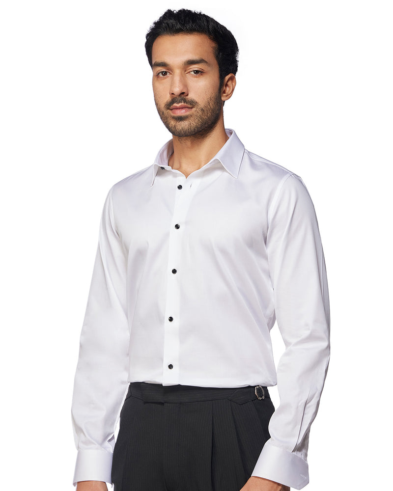 Cotton Satin Shirt - White