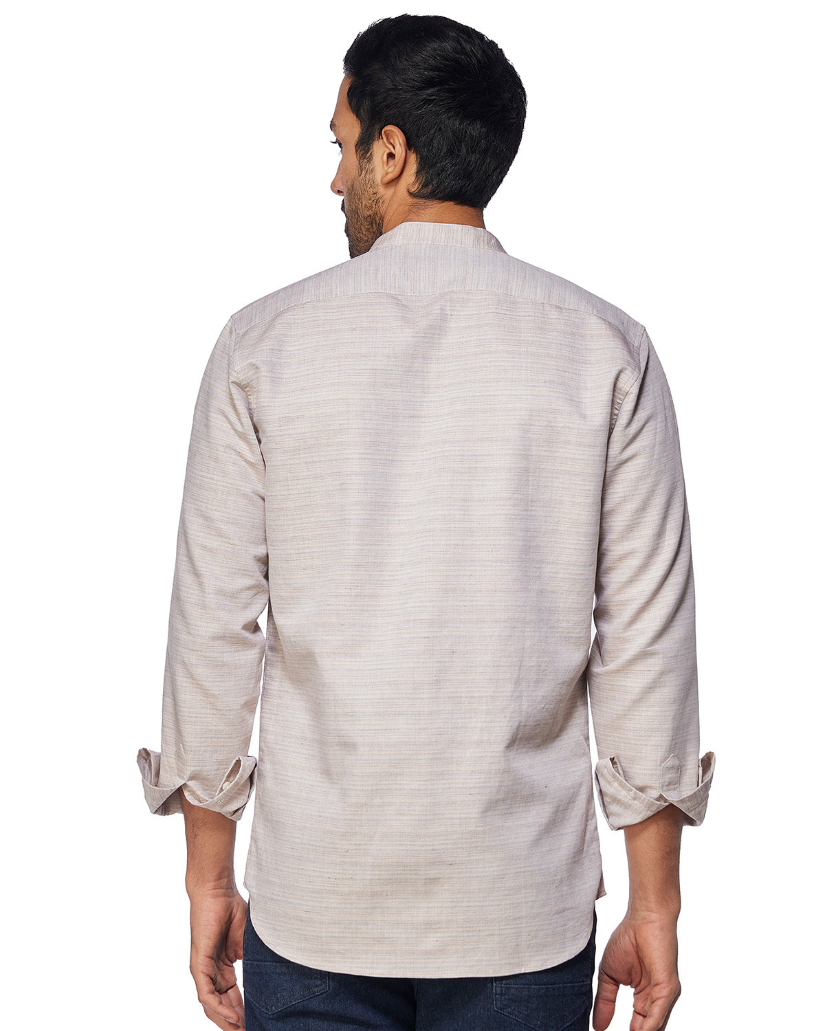 Blended Cotton Dobby Shirt - Beige