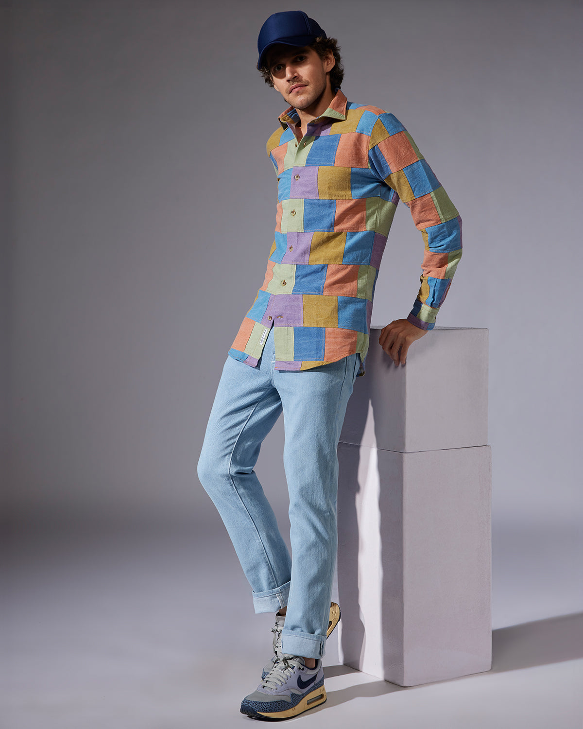 Japanese Patchwork Denim Shirt - Multicoloured