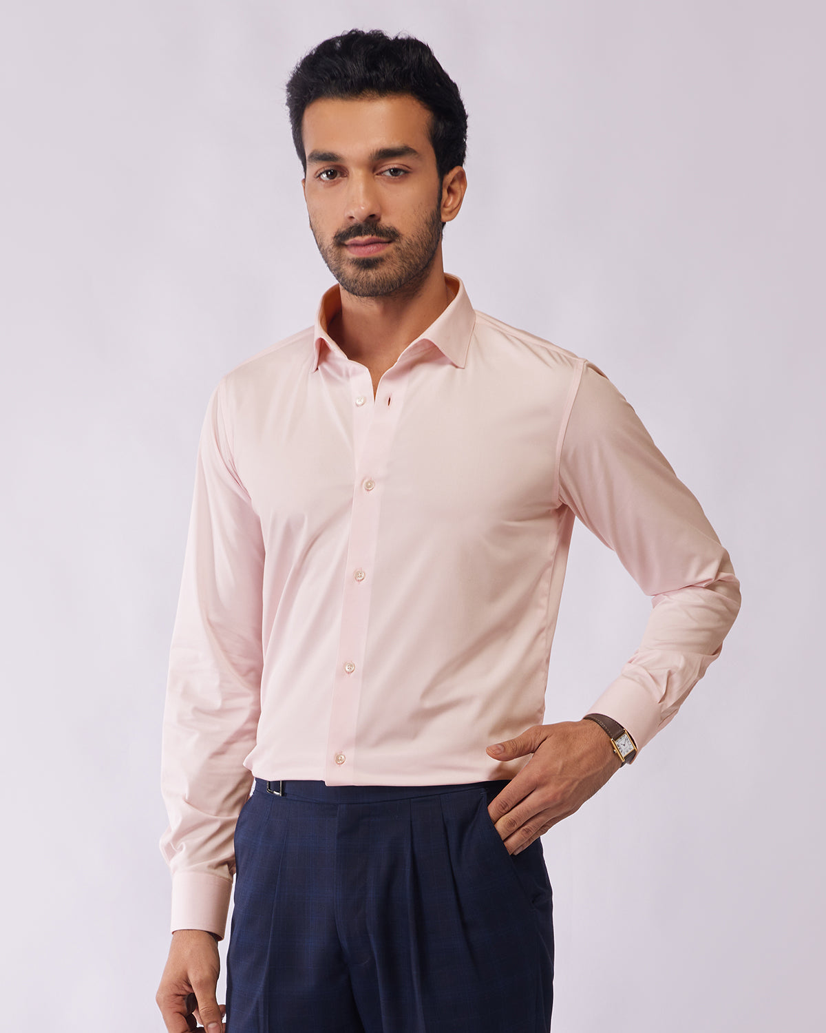 Wrinkle-Free Bamboo-Blend Shirt - Pink