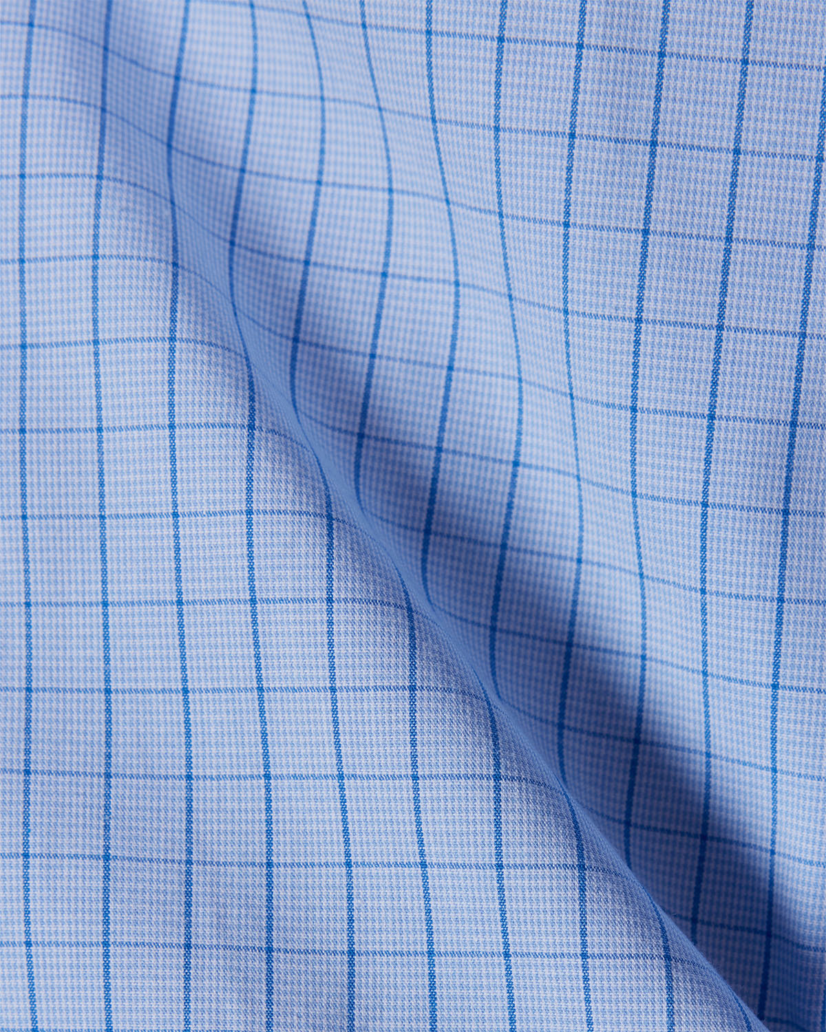 4-Way Stretch Cotton Checked Shirt - Blue