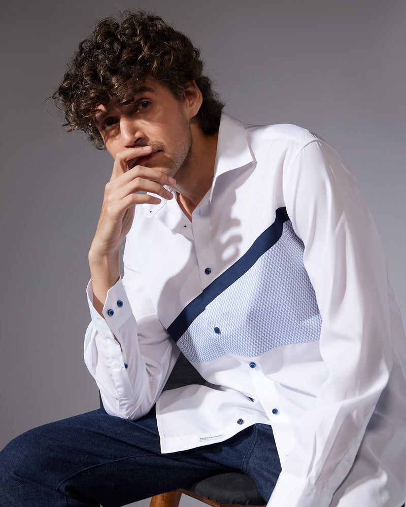 White Cut & Sew Poplin Shirt