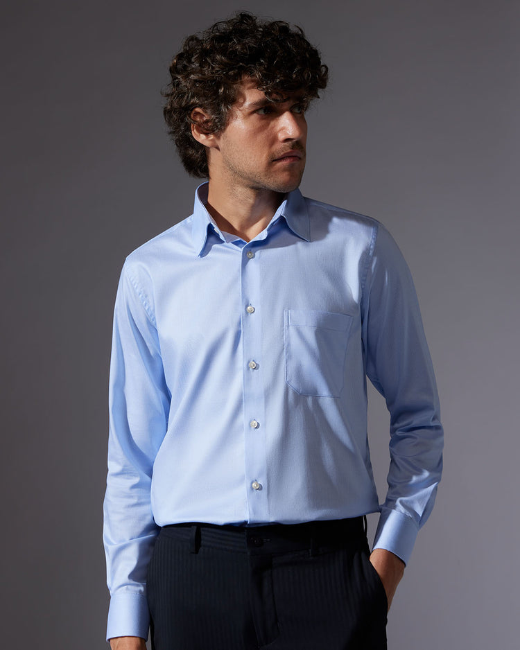 Sky Blue Stretch Dobby Shirt