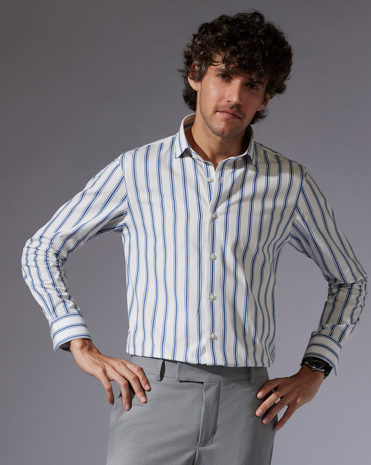 Dark Blue & White Striped Shirt