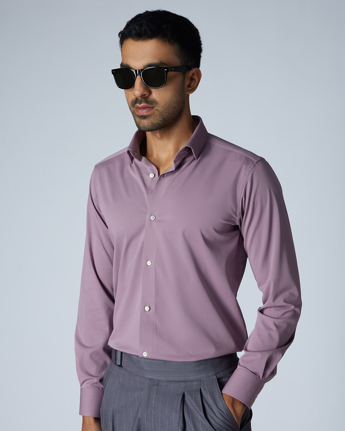 Wrinkle-Free Bamboo-Blend Shirt - Mauve