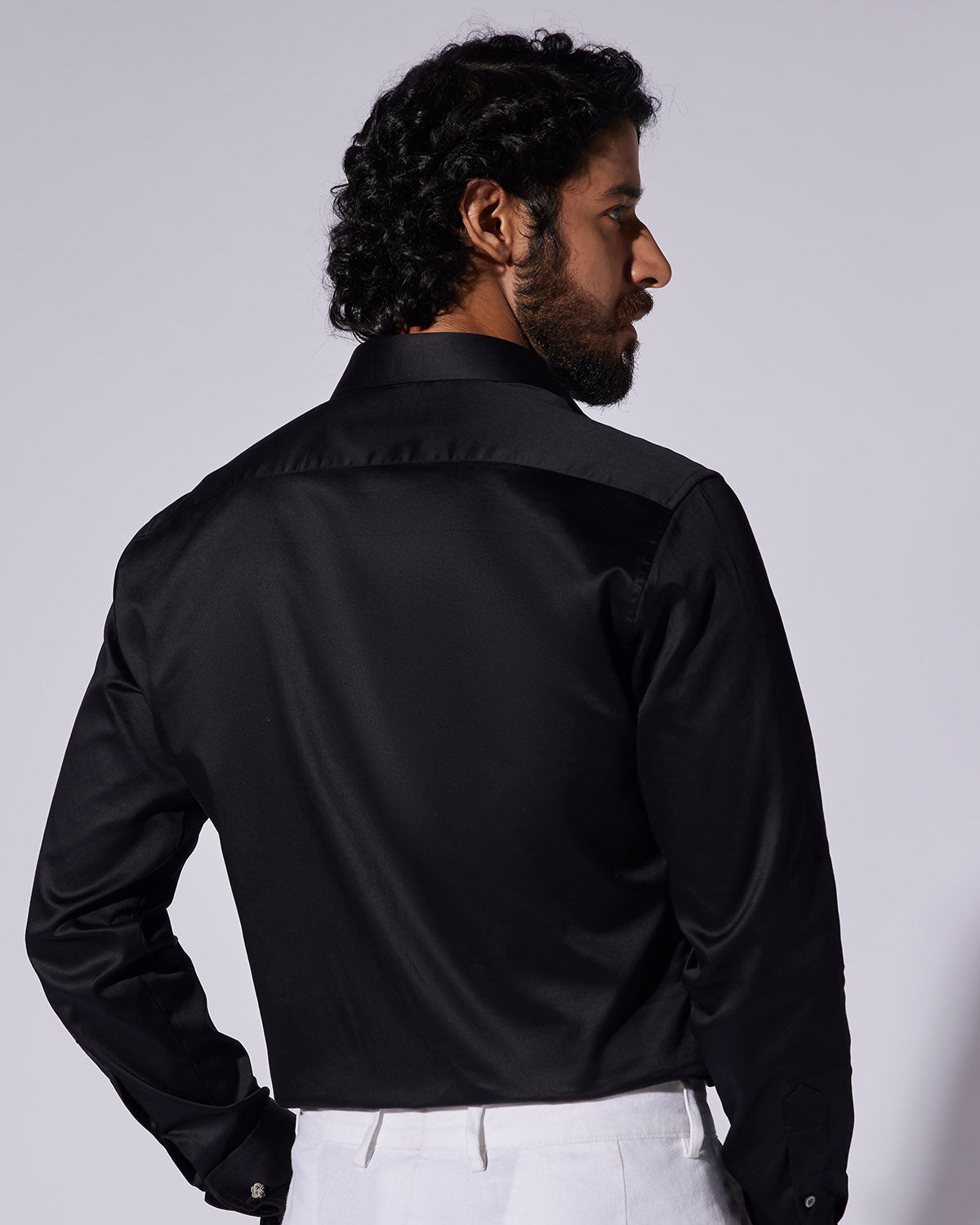 Stretch Satin Shirt - Black